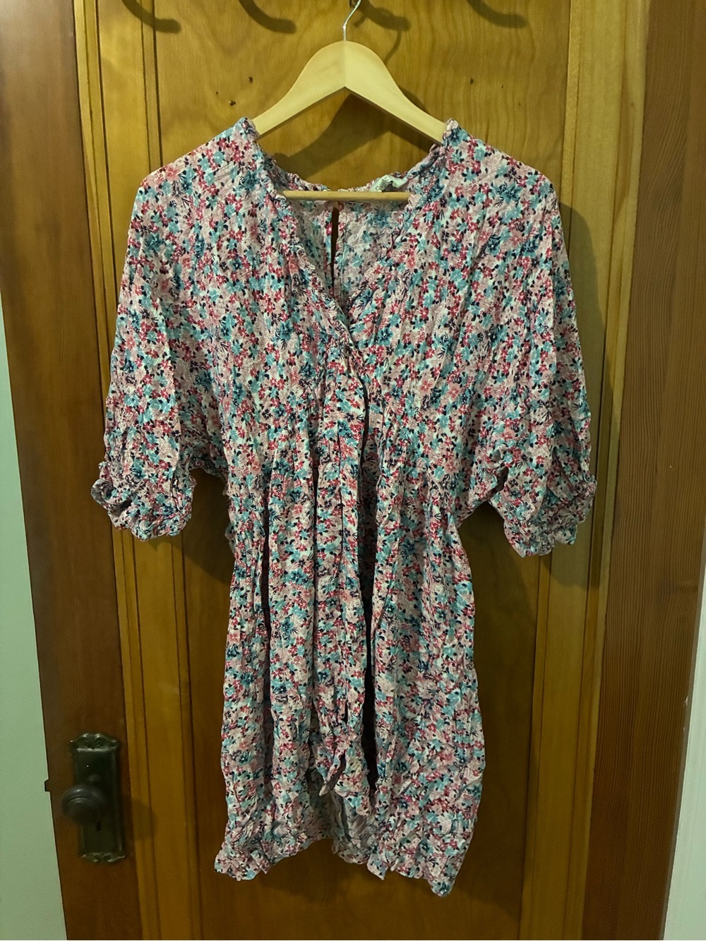 next Pink Multi Floral Ruffle boho mini dress/tunic